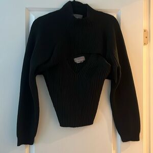 Anthropologie Size Large black sweater set (cami & long sleeve mock neck)